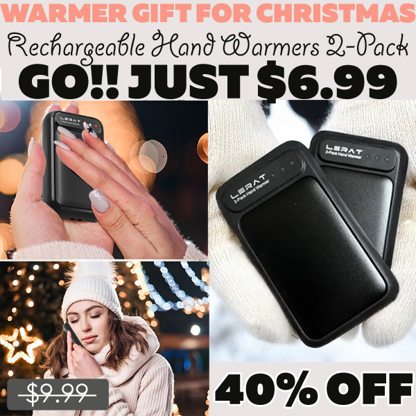 Rechargeable Hand Warmers 2-Pack Only $6.99 (Regularly $9.99)