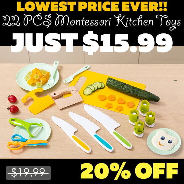 22 PCS Montessori Kitchen Toys Only $15.99 (Regularly $19.99)