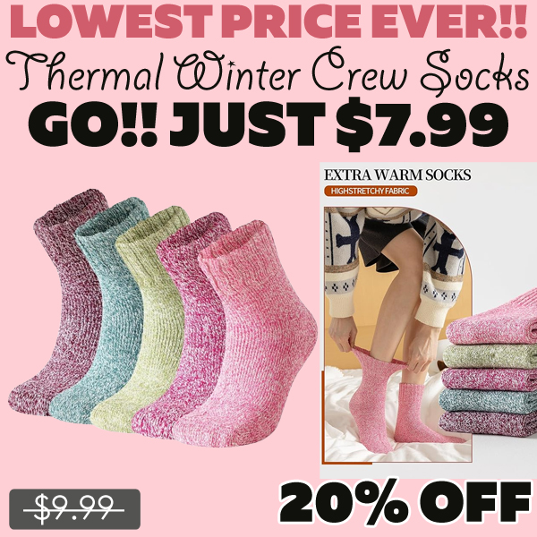 Thermal Winter Crew Socks Only $7.99 (Regularly $9.99)