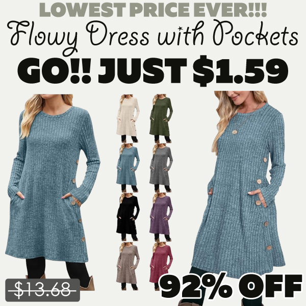 Flowy Dress with Pockets Only $1.59 (Regularly $13.68)