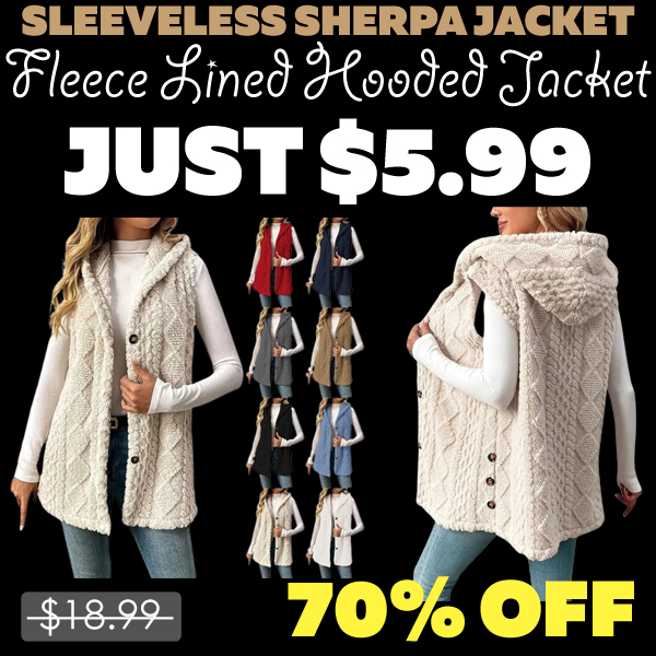Fleece Lined Hooded Jacket Only $5.99 (Regularly $18.99)