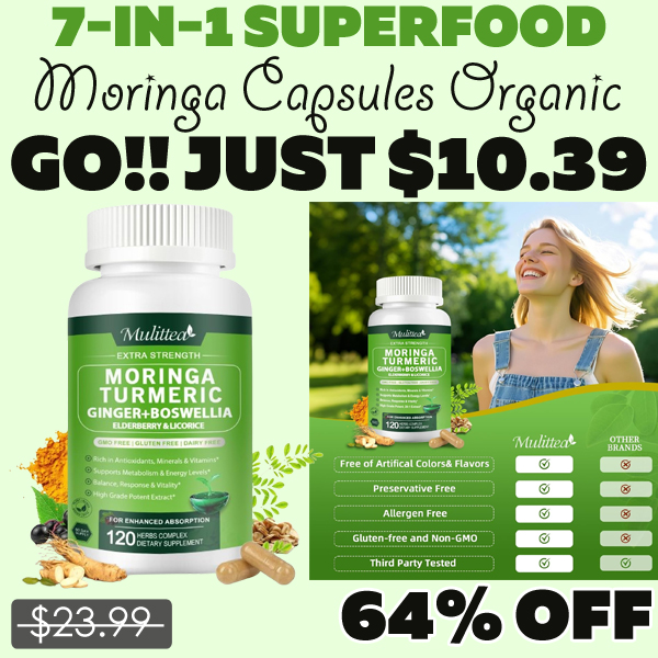 Moringa Capsules Organic Only $10.39 (Regularly $23.99)