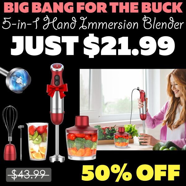 5-in-1 Hand Immersion Blender Only $21.99 (Regularly $43.99)