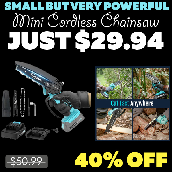 Mini Cordless Chainsaw Only $29.94 (Regularly $50.99)