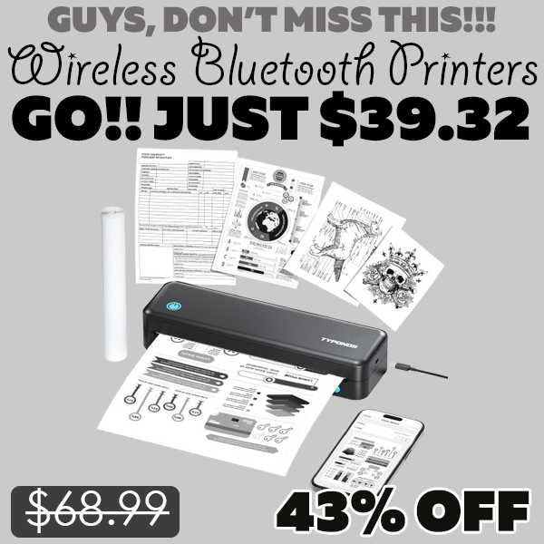 Wireless Bluetooth Printers Only $39.32 (Regularly $68.99)