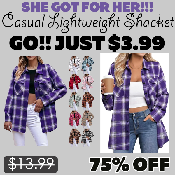 Casual Lightweight Shacket Only $3.99 (Regularly $13.99)