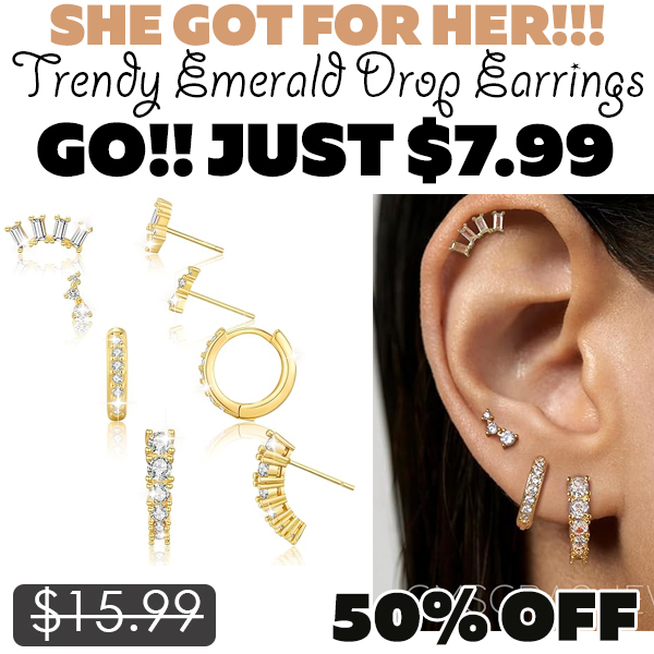 Trendy Emerald Drop Earrings Only $7.99 (Regularly $15.99)