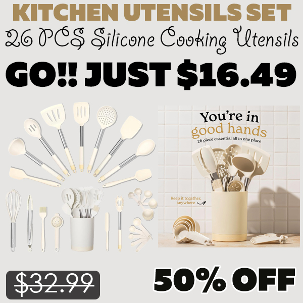 26 PCS Silicone Cooking Utensils Only $16.49 (Regularly $32.99)