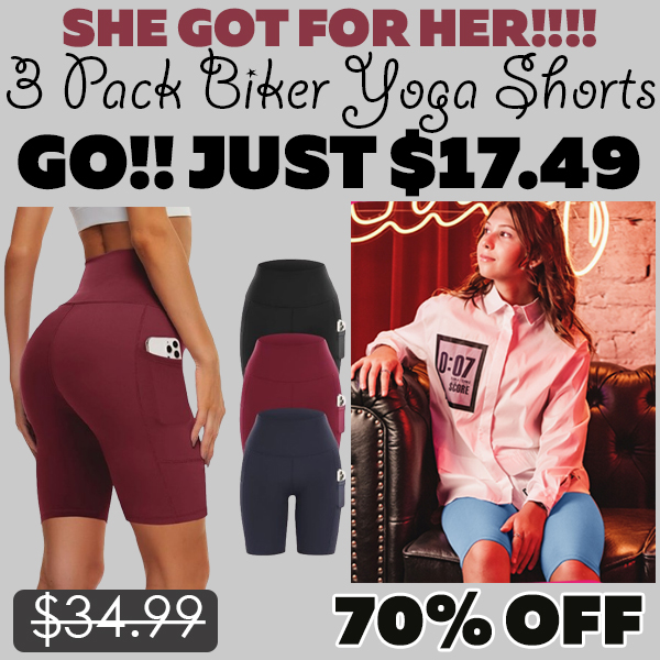 3 Pack Biker Yoga Shorts Only $17.49 (Regularly $34.99)