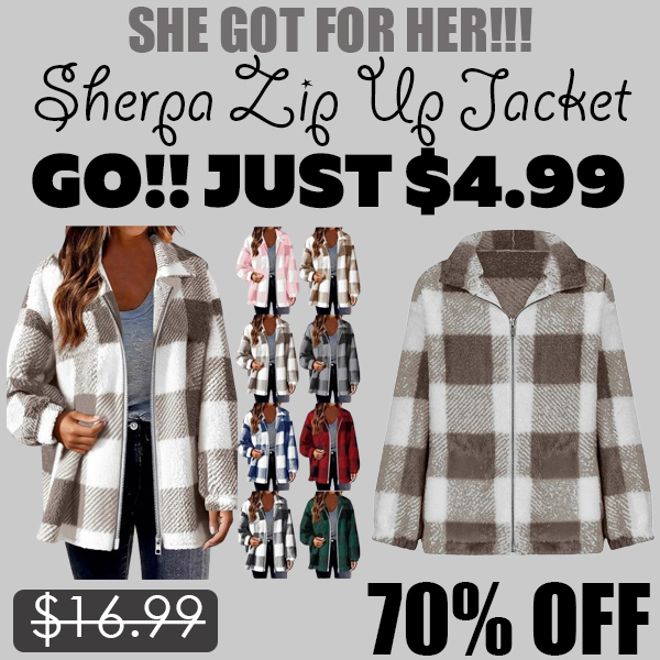 Sherpa Zip Up Jacket Only $4.99 (Regularly $16.99)