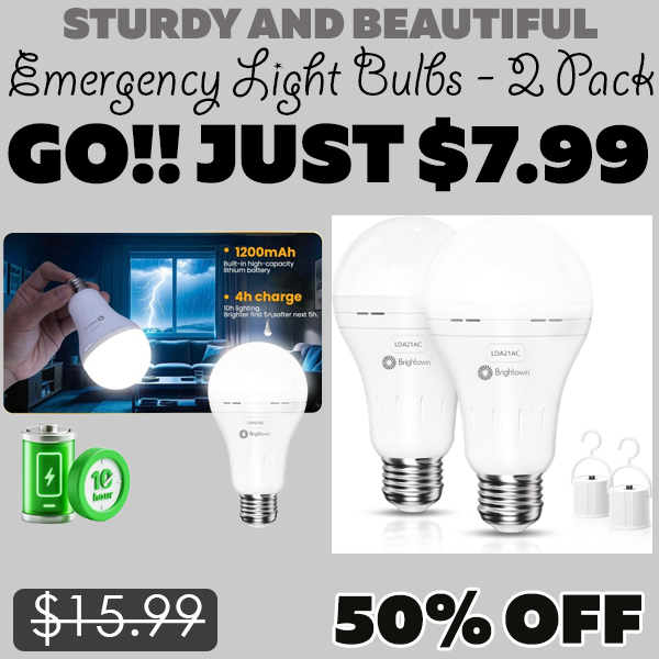 Emergency Light Bulbs - 2 Pack Only $7.99 (Regularly $15.99)