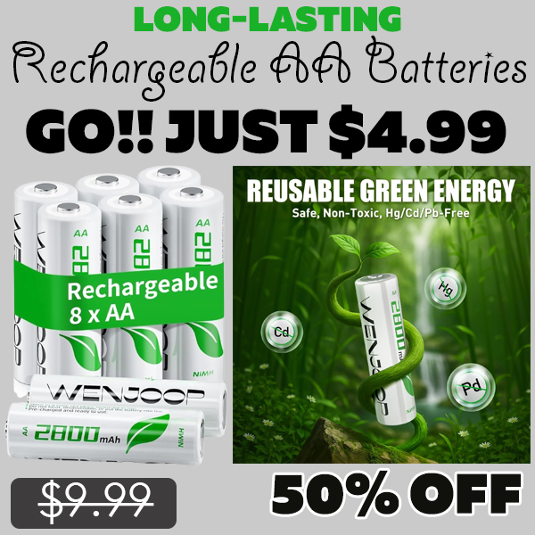 Rechargeable AA Batteries Only $4.99 (Regularly $9.99)