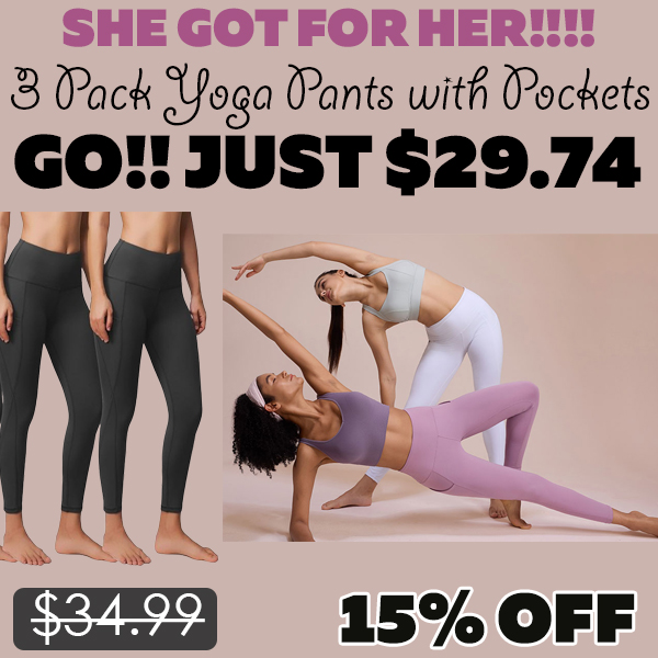 3 Pack Yoga Pants with Pockets Only $29.74 (Regularly $34.99)