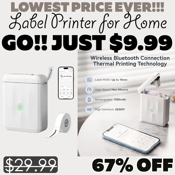 Label Printer for Home Only $9.99 (Regularly $29.99)