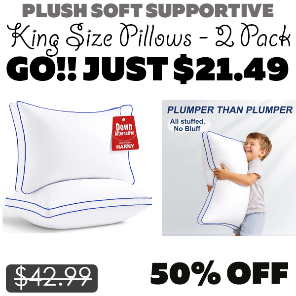 King Size Pillows - 2 Pack Only $21.49 (Regularly $42.99)
