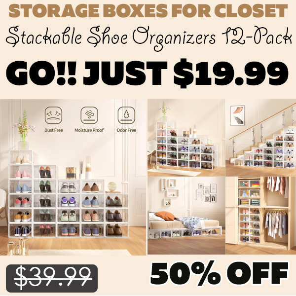 Stackable Shoe Organizers 12-Pack Only $19.99 (Regularly $39.99)