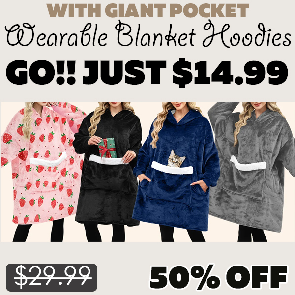 Wearable Blanket Hoodies Only $14.99 (Regularly $29.99)