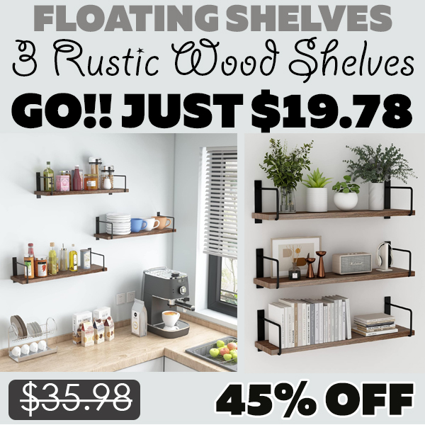 3 Rustic Wood Shelves Only $19.78 (Regularly $35.98)
