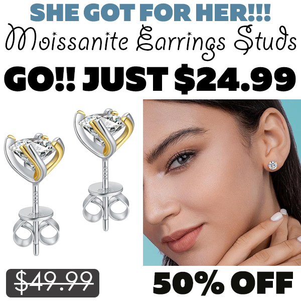 Moissanite Earrings Studs Only $24.99 (Regularly $49.99)