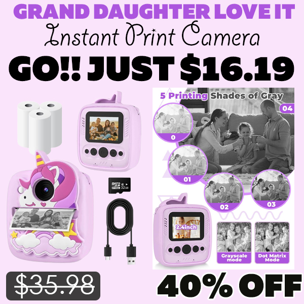 Instant Print Camera Only $16.19 (Regularly $35.98)