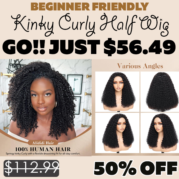 Kinky Curly Half Wig Only $56.49 (Regularly $112.99)