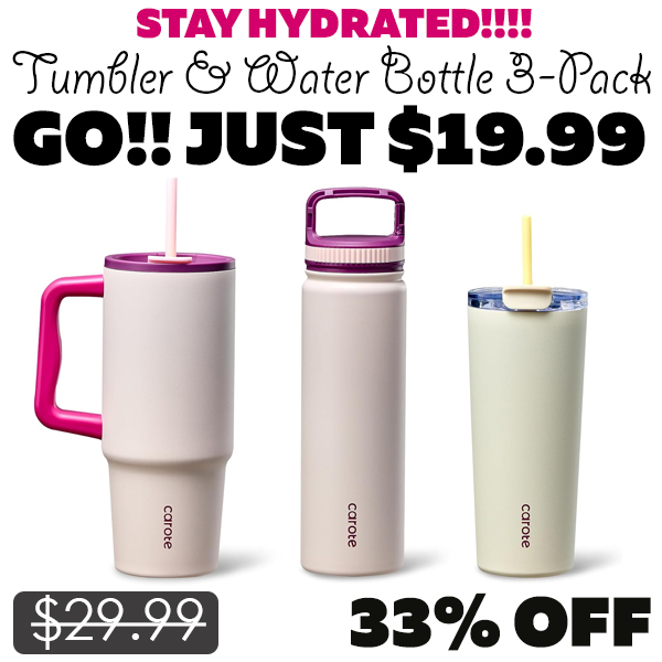 Tumbler & Water Bottle 3-Pack Only $19.99 (Regularly $29.99)
