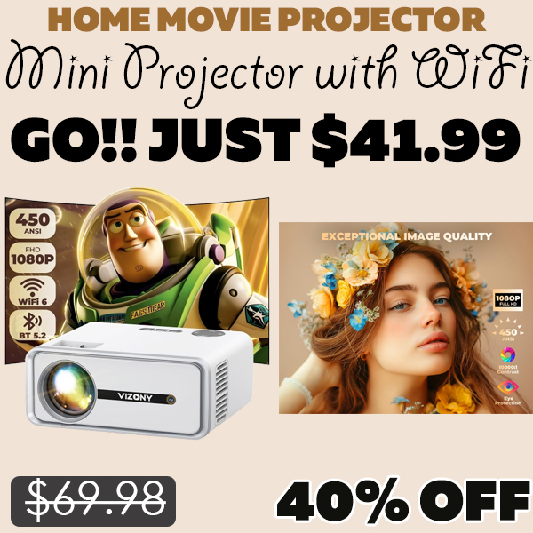 Mini Projector with WiFi Only $41.99 (Regularly $69.98)