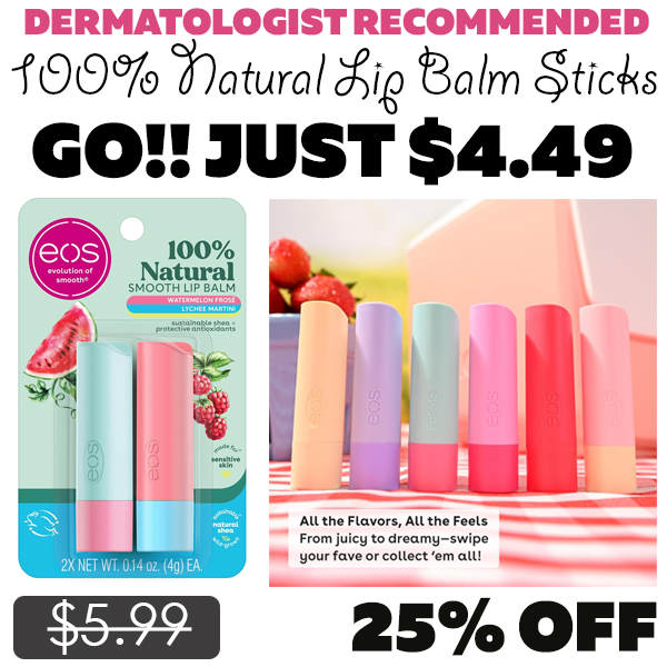 100% Natural Lip Balm Sticks Only $4.49 (Regularly $5.99)