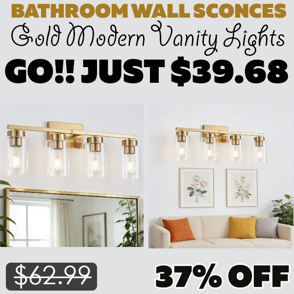 Gold Modern Vanity Lights Only $39.68 (Regularly $62.99)