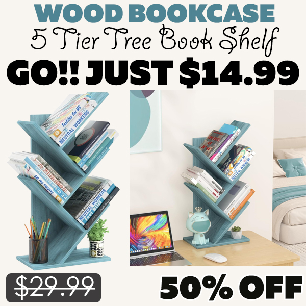 5 Tier Tree Book Shelf Only $14.99 (Regularly $29.99)