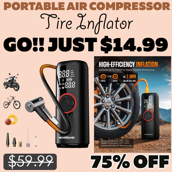 Tire Inflator Only $14.99 (Regularly $59.99)