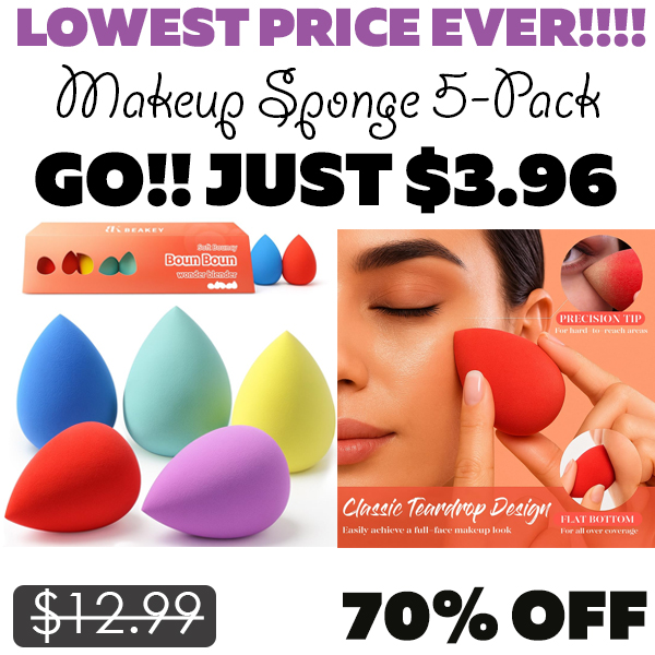 Makeup Sponge 5-Pack Only $3.96 (Regularly $12.99)