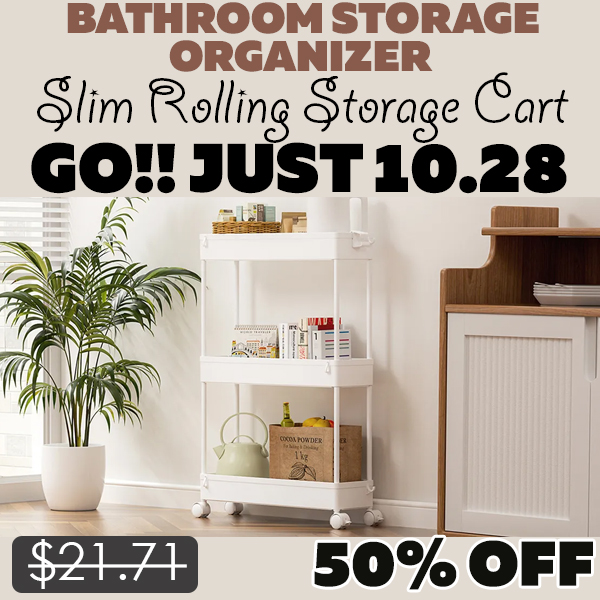 Slim Rolling Storage Cart Only $10.28 (Regularly $21.71)