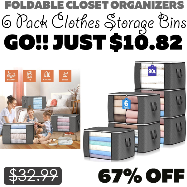 6 Pack Clothes Storage Bins Only $10.82 (Regularly $32.99)