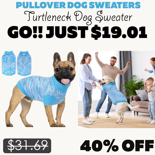 Turtleneck Dog Sweater Only $19.01 (Regularly $31.69)