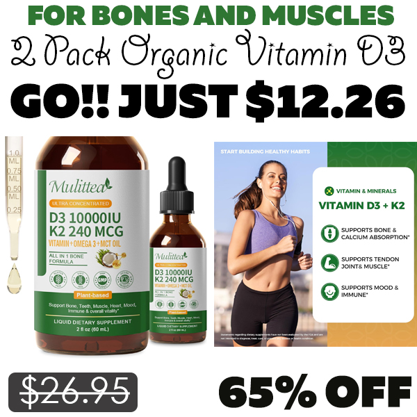 2 Pack Organic Vitamin D3 Only $12.26 (Regularly $26.95)