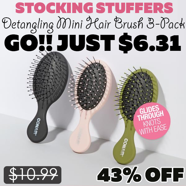 Detangling Mini Hair Brush 3-Pack Only $6.31 (Regularly $10.99)