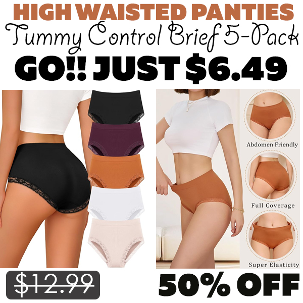 Tummy Control Brief 5-Pack Only $6.49 (Regularly $12.99)