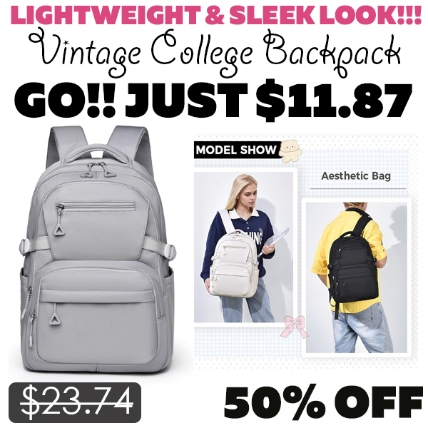 Vintage College Backpack Only $11.87 (Regularly $23.74)