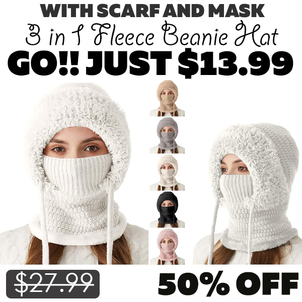 3 in 1 Fleece Beanie Hat Only $13.99 (Regularly $27.99)