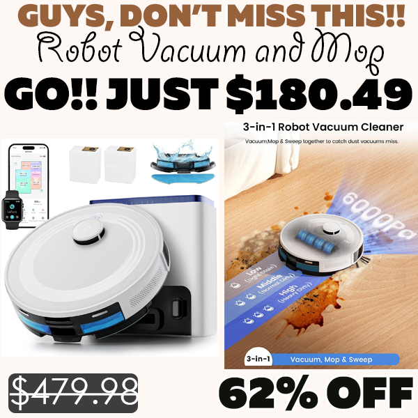 Robot Vacuum and Mop Only $180.49 (Regularly $479.98)