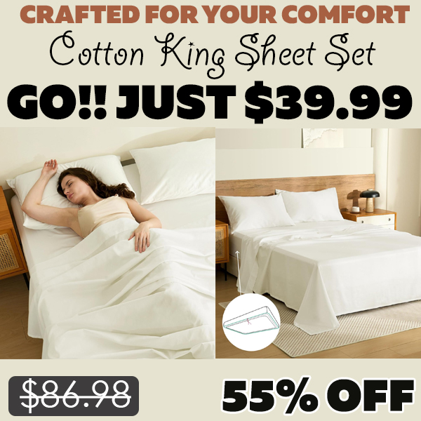 Cotton King Sheet Set Only $39.99 (Regularly $86.98)