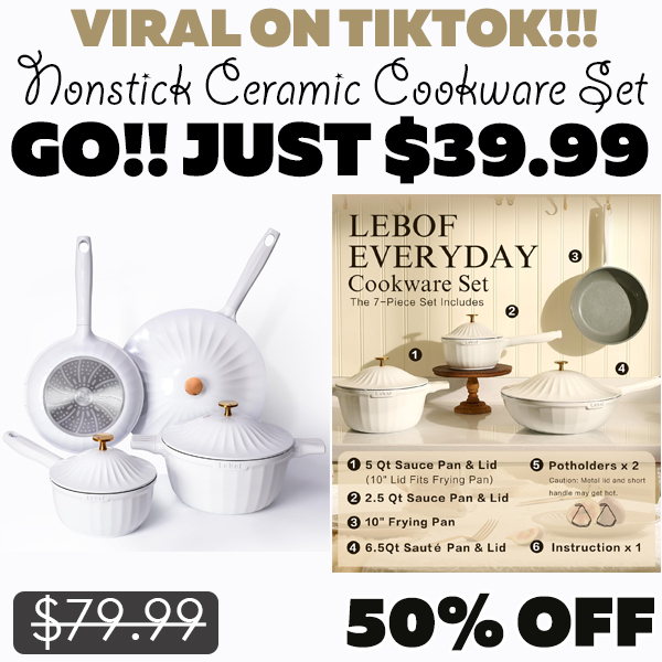 Nonstick Ceramic Cookware Set Only $39.99 (Regularly $79.99)