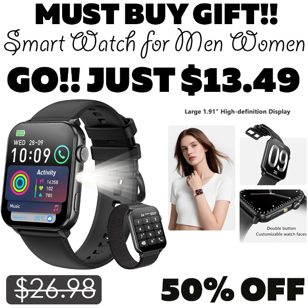 Smart Watch for Men Women Only $16.49 (Regularly $26.98)