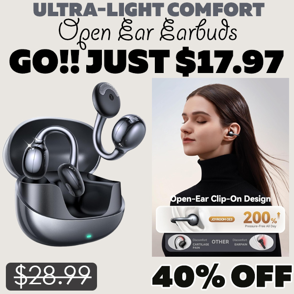 Open Ear Earbuds Only $17.97 (Regularly $28.99)