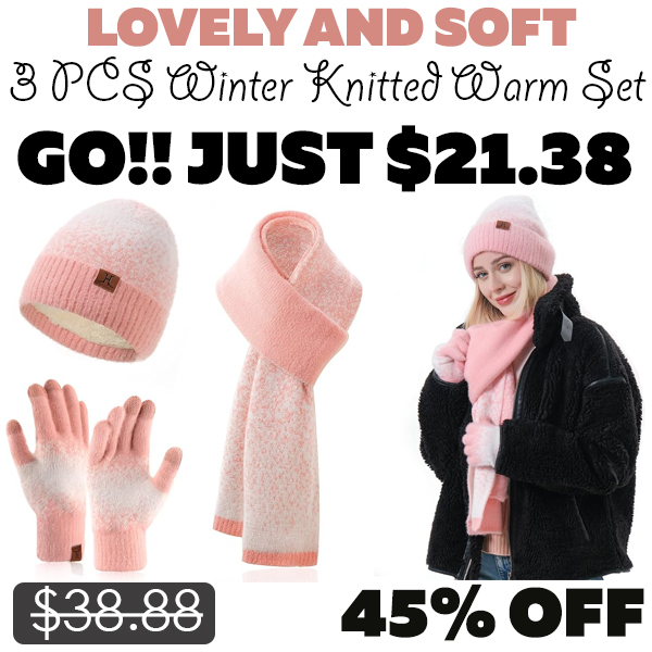 3 PCS Winter Knitted Warm Set Only $21.38 (Regularly $38.88)