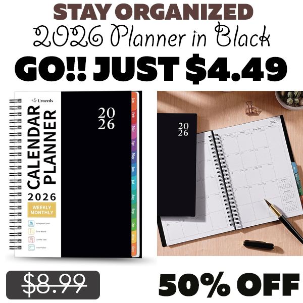 2026 Planner in Black Only $4.49 (Regularly $8.99)