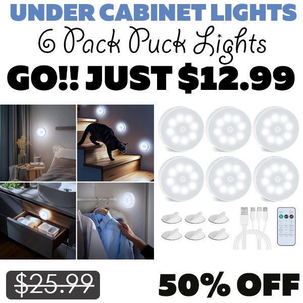 6 Pack Puck Lights Only $12.99 (Regularly $25.99)