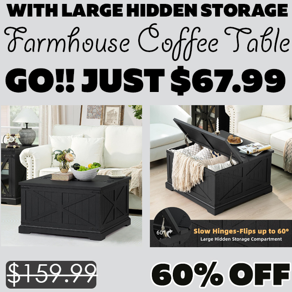 Farmhouse Coffee Table Only $67.99 (Regularly $159.99)