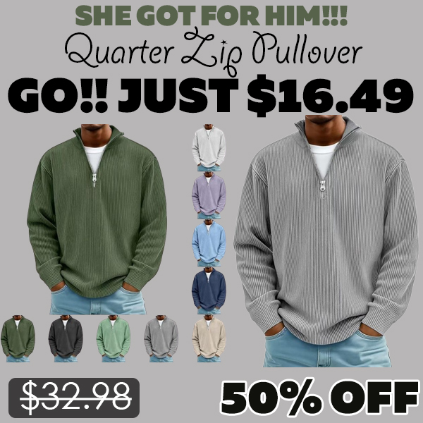 Quarter Zip Pullover Only $16.49 (Regularly $32.98)